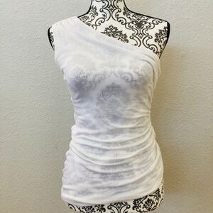 BCBGMaxAzria One shoulder stretch knit top. size small